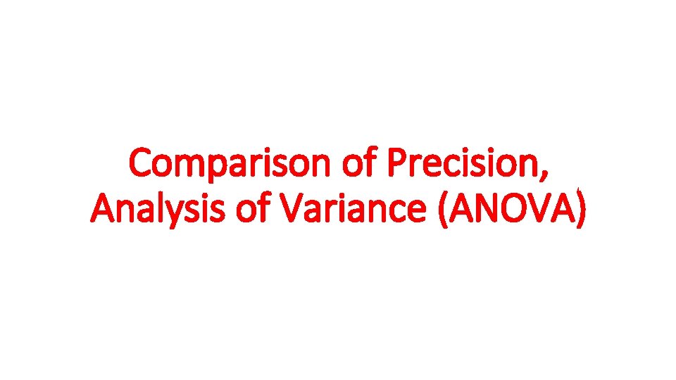 Comparison of Precision, Analysis of Variance (ANOVA) 