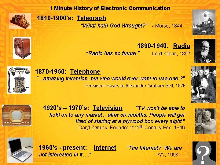 Technology HELP 1 Minute History of Electronic Communication