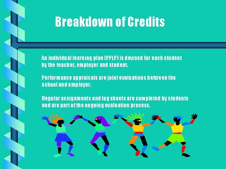 Breakdown of Credits An individual learning plan (PPLP) is devised for each student by