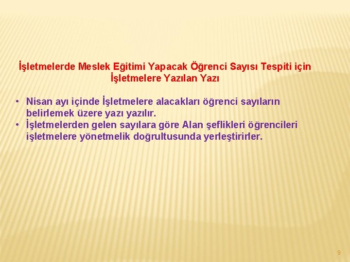 İşletmelerde Meslek Eğitimi Yapacak Öğrenci Sayısı Tespiti için İşletmelere Yazılan Yazı • Nisan ayı