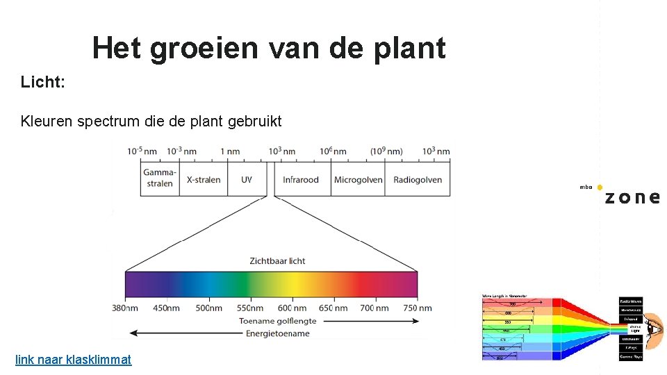 Het groeien van de plant Licht: Kleuren spectrum die de plant gebruikt link naar