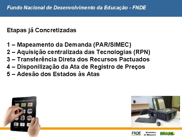 Fundo Nacional de Desenvolvimento da Educação - FNDE Etapas já Concretizadas 1 – Mapeamento