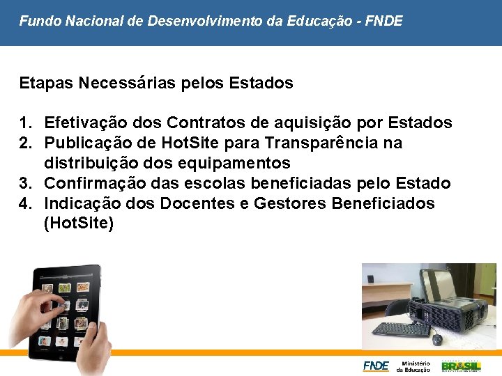 Fundo Nacional de Desenvolvimento da Educação - FNDE Etapas Necessárias pelos Estados 1. Efetivação