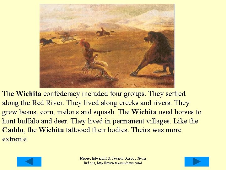 The Wichita confederacy included four groups. They settled along the Red River. They lived The Wichita confederacy included four groups. They settled along the Red River. They lived