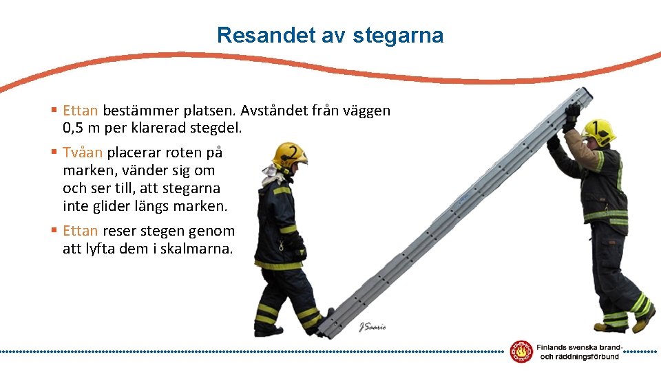 Resandet av stegarna § Ettan bestämmer platsen. Avståndet från väggen 0, 5 m per