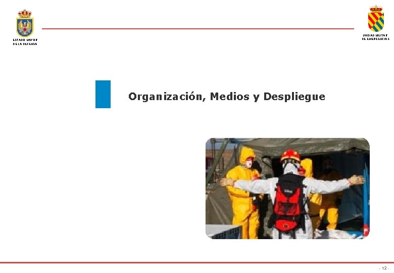 UNIDAD MILITAR DE EMERGENCIAS ESTADO MAYOR DE LA DEFENSA Organización, Medios y Despliegue - UNIDAD MILITAR DE EMERGENCIAS ESTADO MAYOR DE LA DEFENSA Organización, Medios y Despliegue -