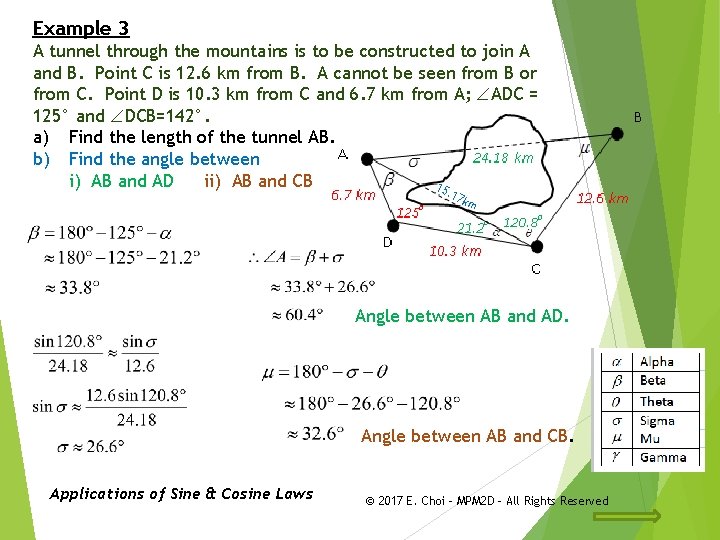 Example 3 A tunnel through the mountains is to be constructed to join A