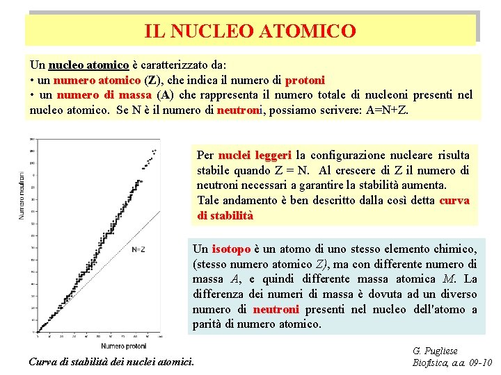 IL NUCLEO ATOMICO Un nucleo atomico è caratterizzato da: • un numero atomico (Z),