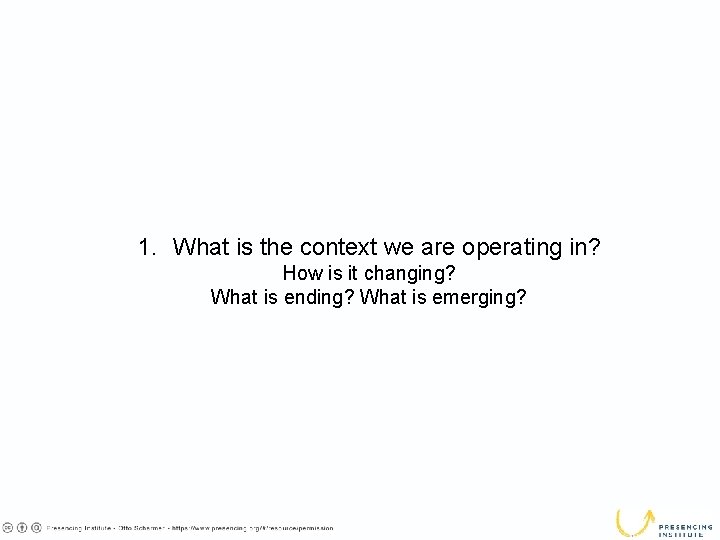 1. What is the context we are operating in? How is it changing? What