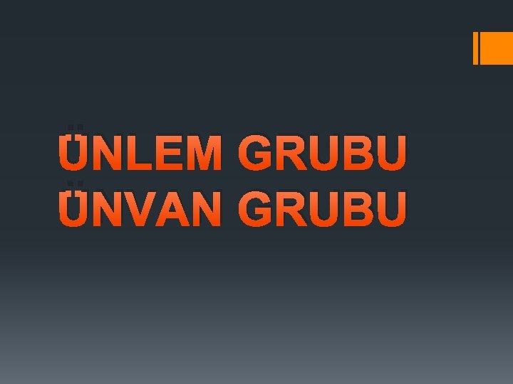 ÜNLEM GRUBU ÜNVAN GRUBU 