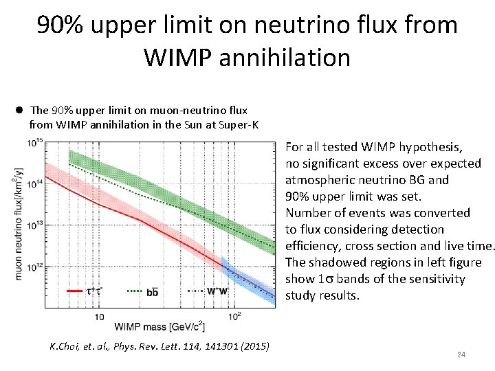 90% upper limit on neutrino flux from WIMP annihilation l The 90% upper limit
