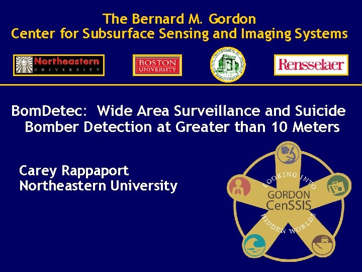 The Bernard M. Gordon Center for Subsurface Sensing and Imaging Systems Bom. Detec: Wide