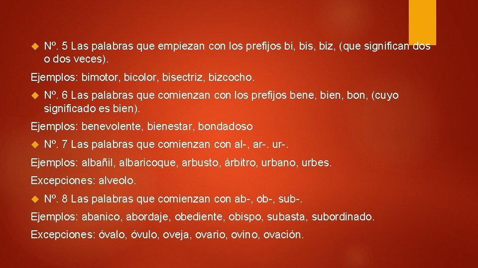 Nº. 5 Las palabras que empiezan con los prefijos bi, bis, biz, (que Nº. 5 Las palabras que empiezan con los prefijos bi, bis, biz, (que