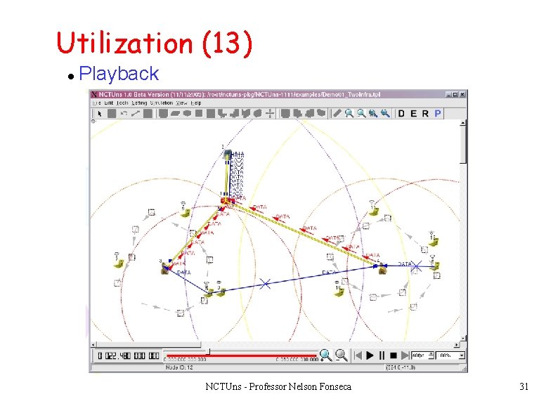Utilization (13) Playback NCTUns - Professor Nelson Fonseca 31 Utilization (13) Playback NCTUns - Professor Nelson Fonseca 31