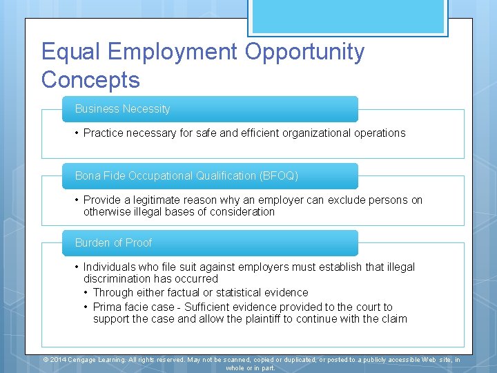 Equal Employment Opportunity Concepts Business Necessity • Practice necessary for safe and efficient organizational Equal Employment Opportunity Concepts Business Necessity • Practice necessary for safe and efficient organizational