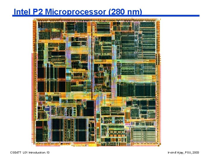 Intel P 2 Microprocessor (280 nm) CSE 477 L 01 Introduction. 13 Irwin&Vijay, PSU,