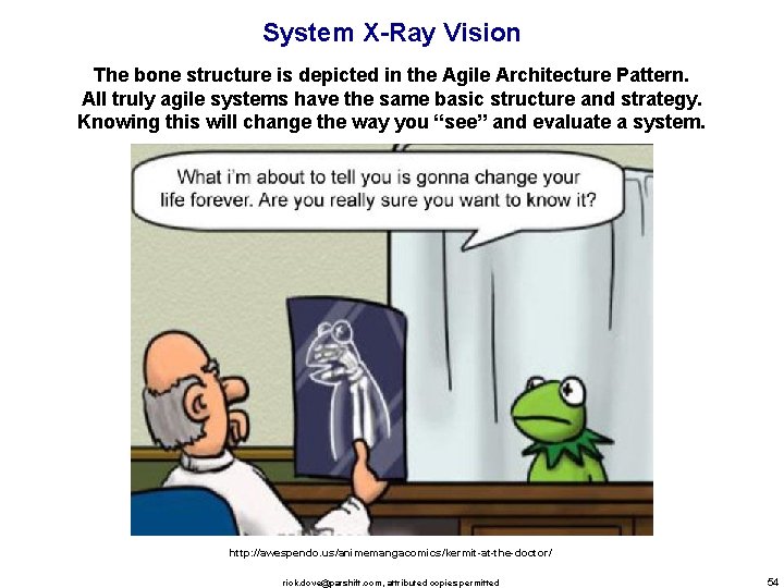 System X-Ray Vision The bone structure is depicted in the Agile Architecture Pattern. All
