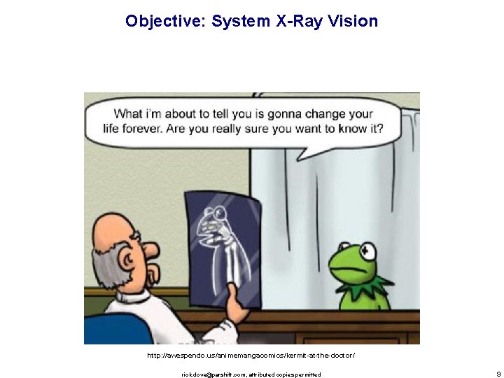 Objective: System X-Ray Vision http: //awespendo. us/animemangacomics/kermit-at-the-doctor/ rick. dove@parshift. com, attributed copies permitted 9