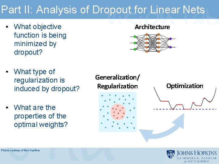 Part II: Analysis of Dropout for Linear Nets • What objective function is being