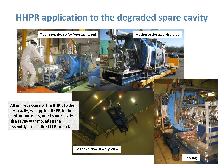 HHPR application to the degraded spare cavity Taking out the cavity from test stand