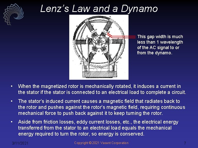 Lenz’s Law and a Dynamo This gap width is much less than 1 wavelength