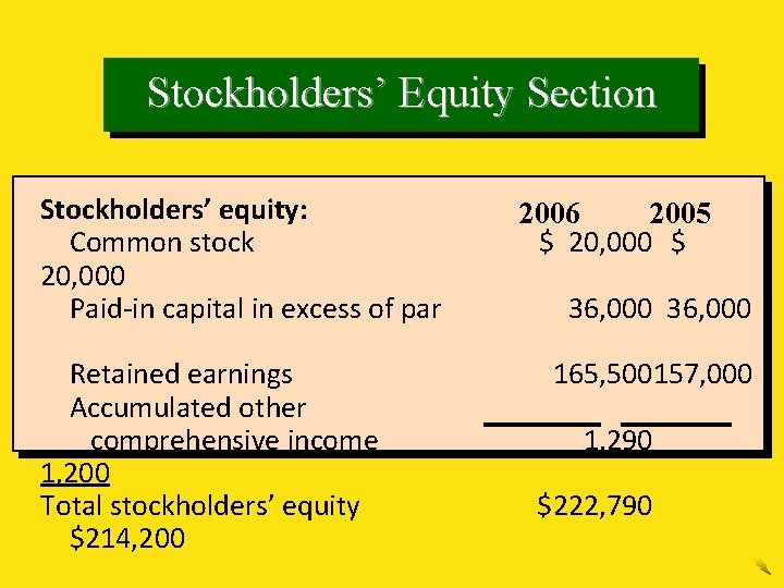 Stockholders’ Equity Section Stockholders’ equity: Common stock 20, 000 Paid-in capital in excess of
