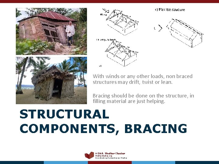 With winds or any other loads, non braced structures may drift, twist or lean.