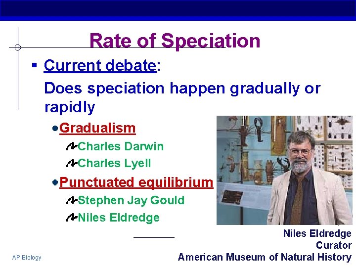 Rate of Speciation § Current debate: Does speciation happen gradually or rapidly Gradualism Charles