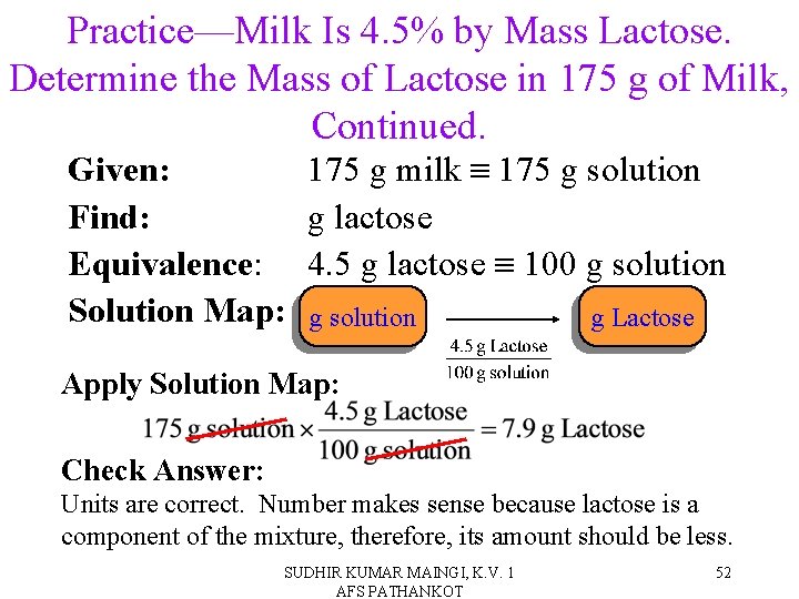 Practice—Milk Is 4. 5% by Mass Lactose. Determine the Mass of Lactose in 175