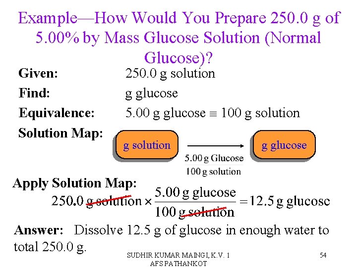 Example—How Would You Prepare 250. 0 g of 5. 00% by Mass Glucose Solution