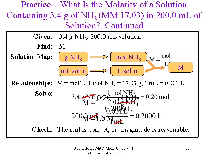 Practice—What Is the Molarity of a Solution Containing 3. 4 g of NH 3