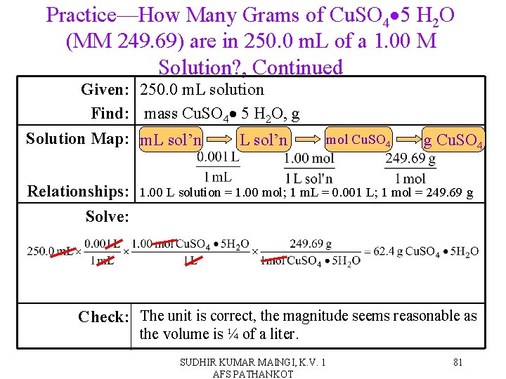 Practice—How Many Grams of Cu. SO 4 5 H 2 O (MM 249. 69)