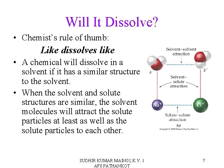 Will It Dissolve? • Chemist’s rule of thumb: Like dissolves like • A chemical