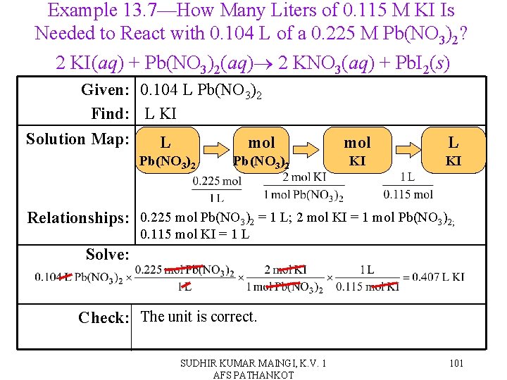 Example 13. 7—How Many Liters of 0. 115 M KI Is Needed to React