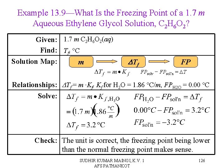 Example 13. 9—What Is the Freezing Point of a 1. 7 m Aqueous Ethylene