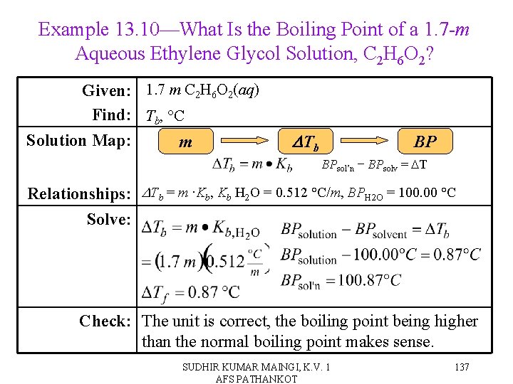 Example 13. 10—What Is the Boiling Point of a 1. 7 -m Aqueous Ethylene