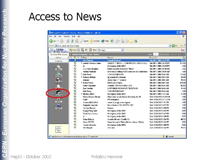 CERN - European Organization for Nuclear Research Access to News Hep. IX - October