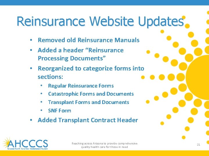 Reinsurance Website Updates • Removed old Reinsurance Manuals • Added a header “Reinsurance Processing