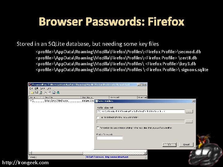 Browser Passwords: Firefox Stored in an SQLite database, but needing some key files <profile>App.