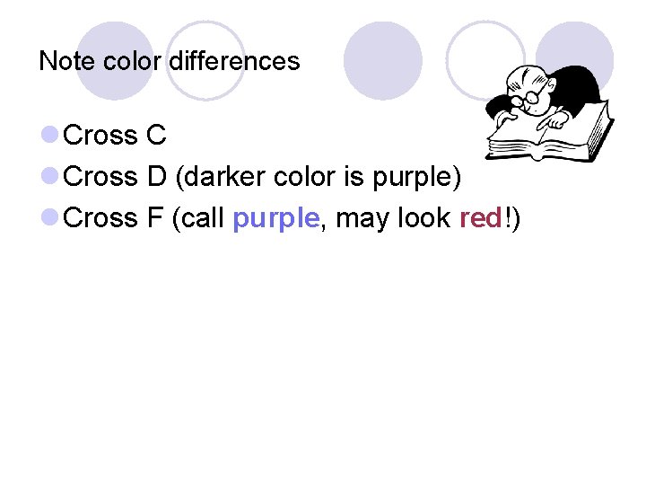 Note color differences l Cross C l Cross D (darker color is purple) l