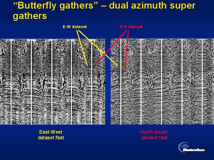 “Butterfly gathers” – dual azimuth super gathers E-W dataset East-West dataset fast N-S dataset