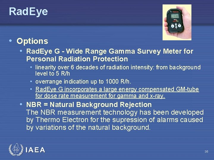 Rad. Eye • Options • Rad. Eye G - Wide Range Gamma Survey Meter