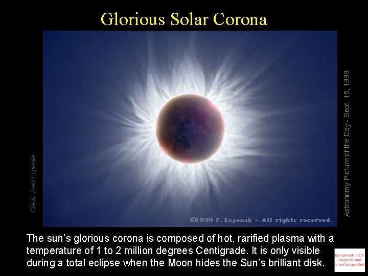 The sun’s glorious corona is composed of hot, rarified plasma with a temperature of