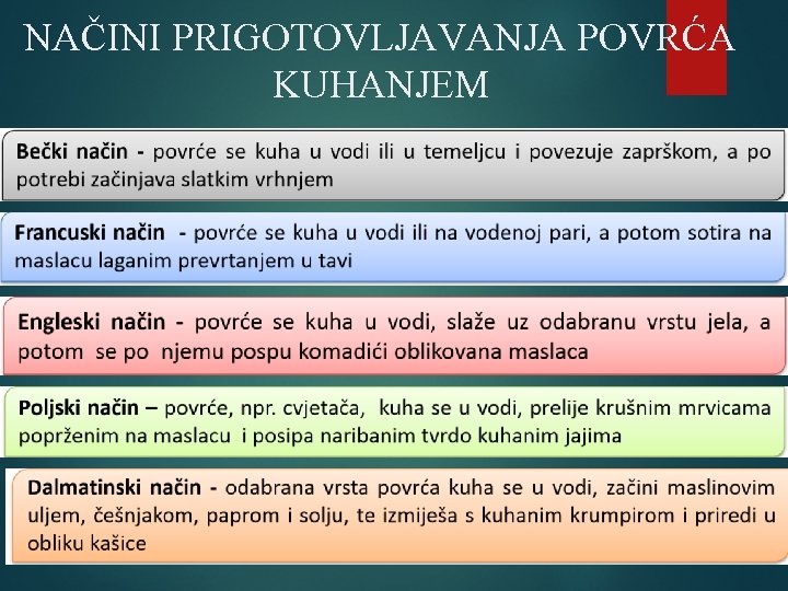 NAČINI PRIGOTOVLJAVANJA POVRĆA KUHANJEM 