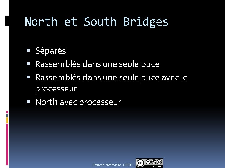 North et South Bridges Séparés Rassemblés dans une seule puce avec le processeur North