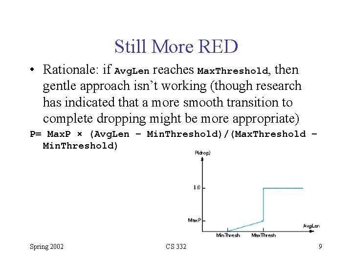 Still More RED • Rationale: if Avg. Len reaches Max. Threshold, then gentle approach