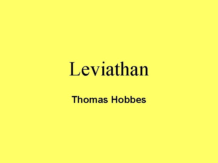 Leviathan Thomas Hobbes 