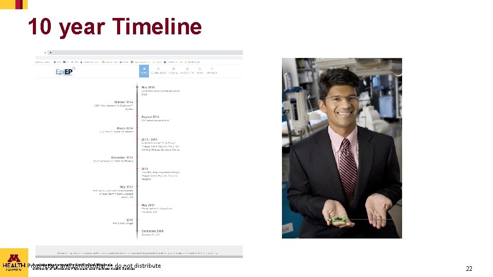 10 year Timeline A collaboration among the University of Minnesota, Proprietary and confidential — 10 year Timeline A collaboration among the University of Minnesota, Proprietary and confidential —