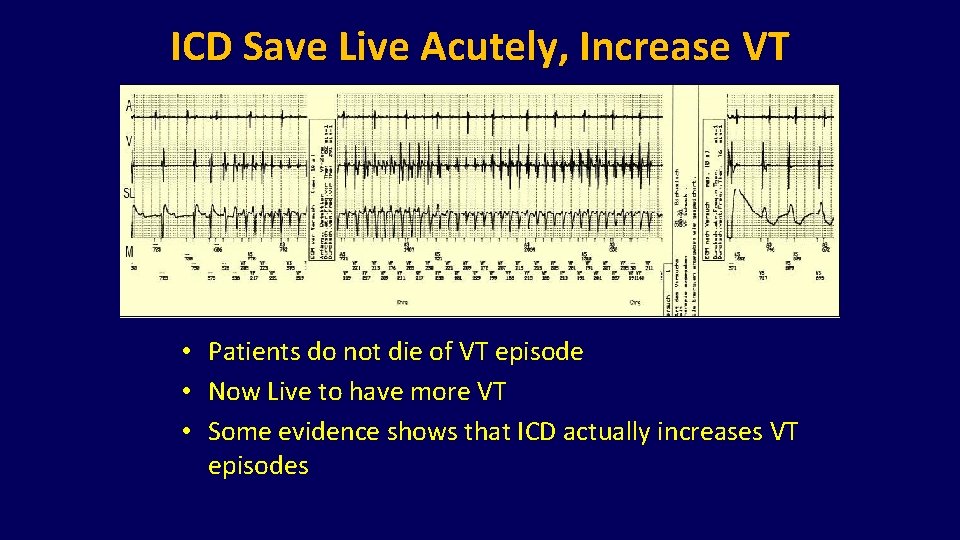 ICD Save Live Acutely, Increase VT • Patients do not die of VT episode ICD Save Live Acutely, Increase VT • Patients do not die of VT episode