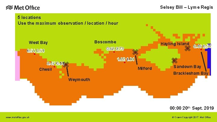 Selsey Bill – Lyme Regis 5 locations Use the maximum observation / location / Selsey Bill – Lyme Regis 5 locations Use the maximum observation / location /